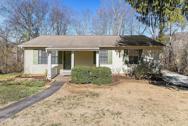 ranch-style house featuring a front yard