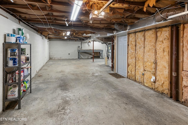 view of unfinished basement