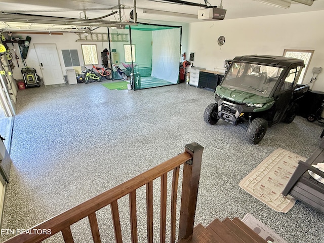 garage with a garage door opener