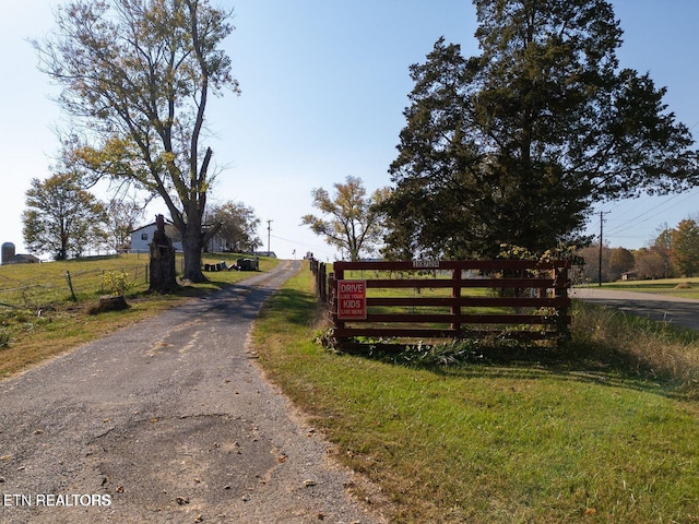 view of street with a rural view