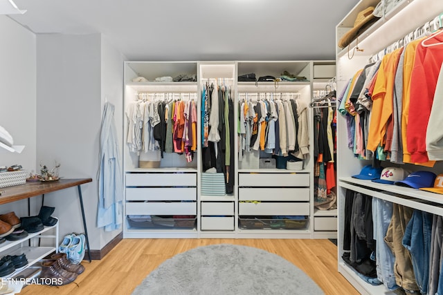 spacious closet with wood finished floors