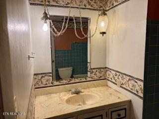 bathroom with toilet and vanity