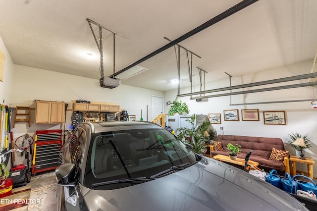 garage with a garage door opener