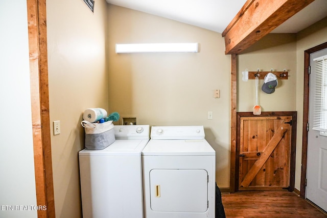 1435 Old Chisholm Trl, Dandridge, TN 37725 - laundry room with separate washer and dryer and dark wood-style floors