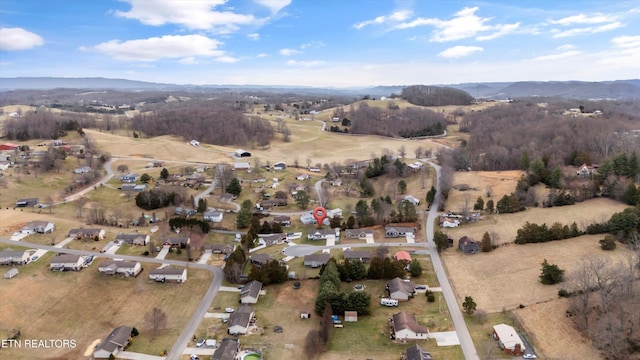 drone / aerial view with a mountain view