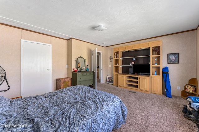 344 Johnson Farm Rd, Maynardville, TN 37807 - carpeted bedroom with crown molding and a textured ceiling