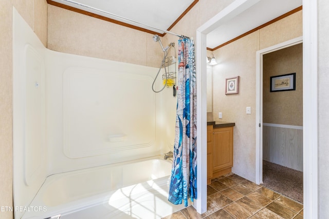 344 Johnson Farm Rd, Maynardville, TN 37807 - bathroom with ornamental molding and shower / tub combo