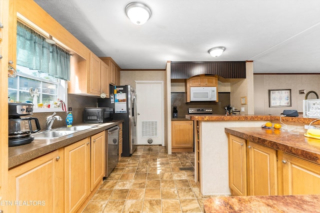 344 Johnson Farm Rd, Maynardville, TN 37807 - kitchen with visible vents, a sink, crown molding, and stainless steel appliances
