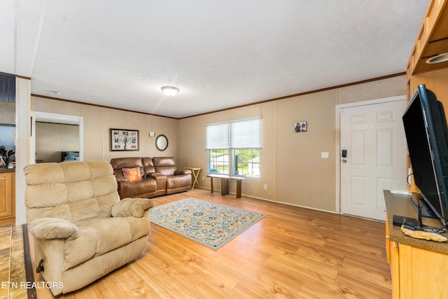 344 Johnson Farm Rd, Maynardville, TN 37807 - living room featuring baseboards, ornamental molding, and light wood-type flooring