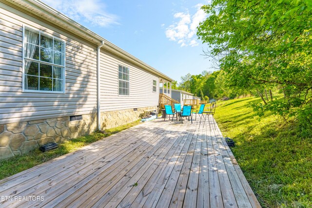 344 Johnson Farm Rd, Maynardville, TN 37807 - deck with a lawn and outdoor dining space