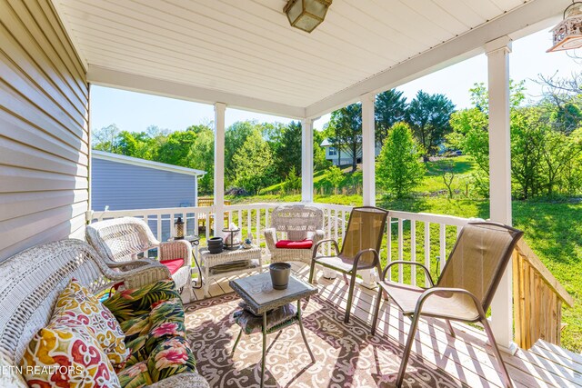 344 Johnson Farm Rd, Maynardville, TN 37807 - deck with an outdoor hangout area