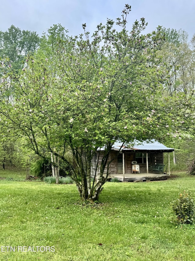 view of yard with covered porch