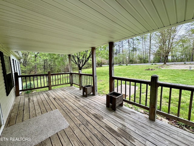 deck with a lawn