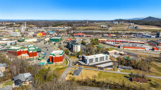 aerial view with a mountain view