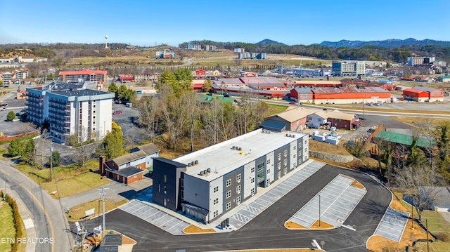 birds eye view of property featuring a mountain view