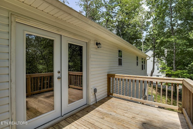 wooden deck with french doors