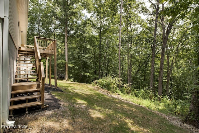 view of yard featuring stairs