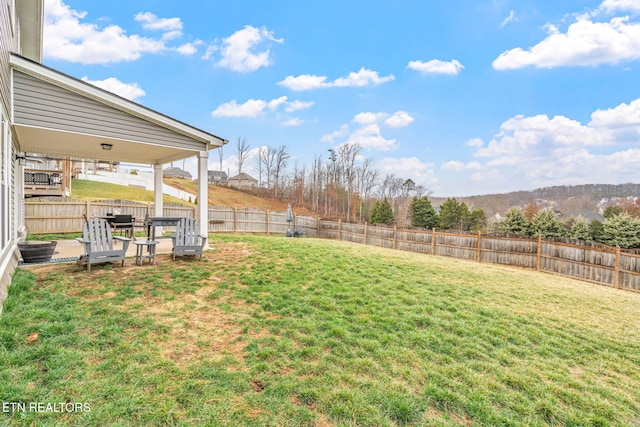 view of yard featuring a fenced backyard