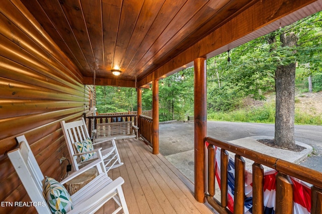 wooden deck with covered porch