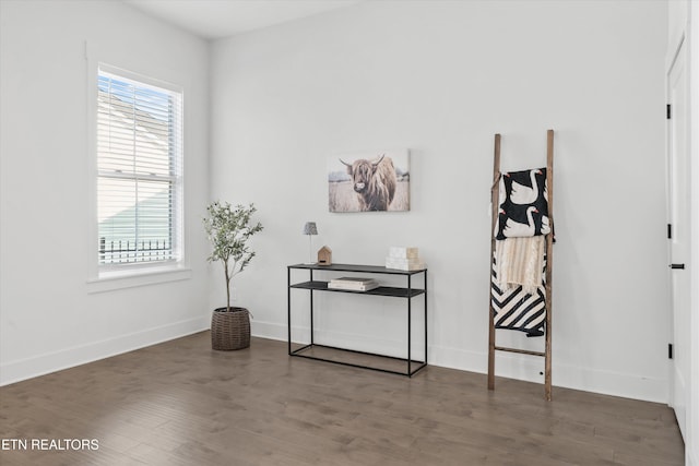 interior space with baseboards and wood finished floors