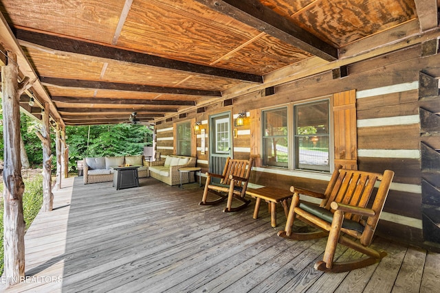 deck featuring an outdoor living space