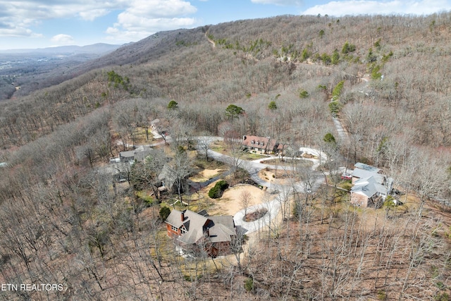 aerial view featuring a mountain view