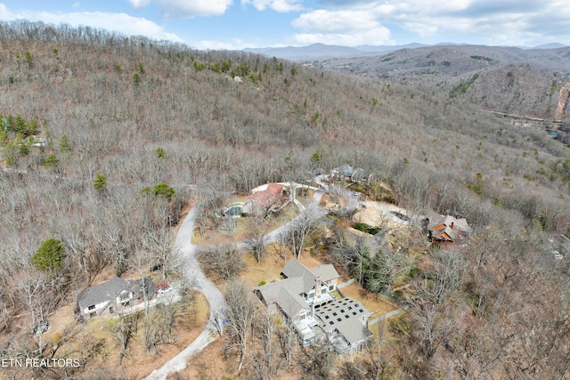 aerial view with a mountain view