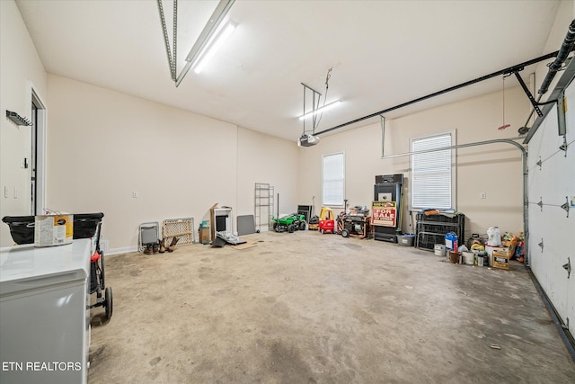 garage with a garage door opener