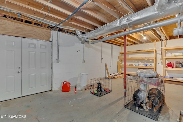 view of unfinished basement