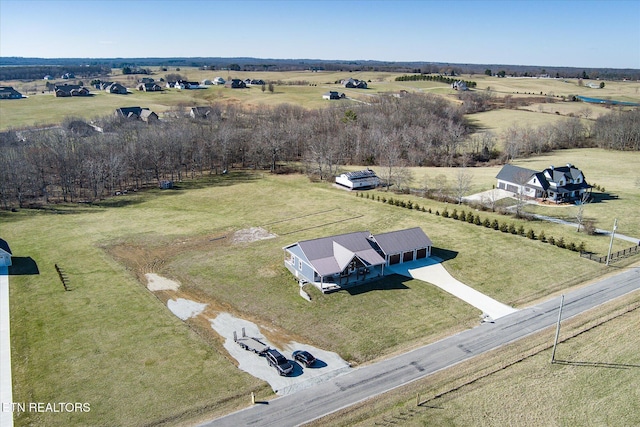 drone / aerial view with a rural view