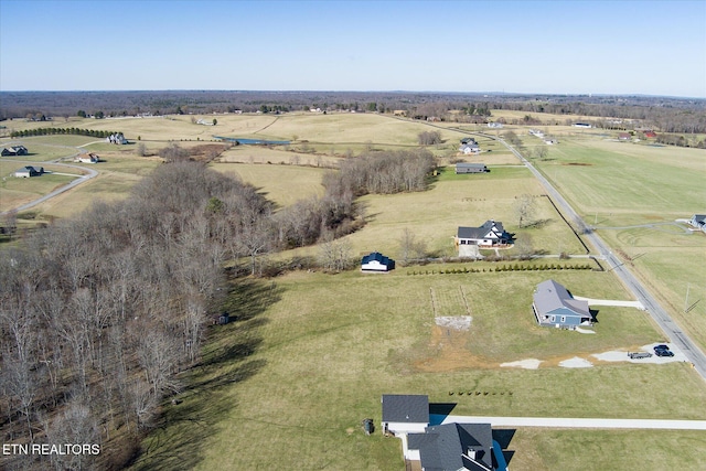 aerial view with a rural view