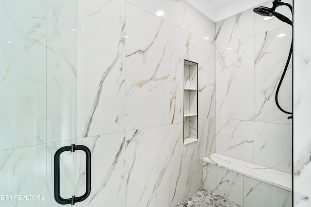 details with a marble finish shower