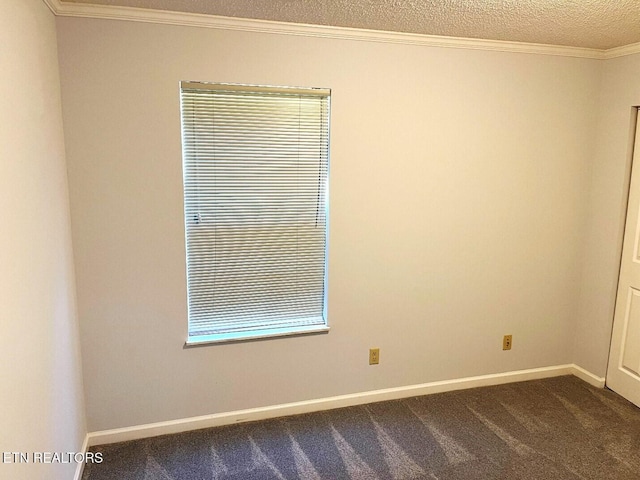 2442 Chastity Way, Knoxville, TN 37909 - spare room featuring crown molding, dark carpet, baseboards, and a textured ceiling