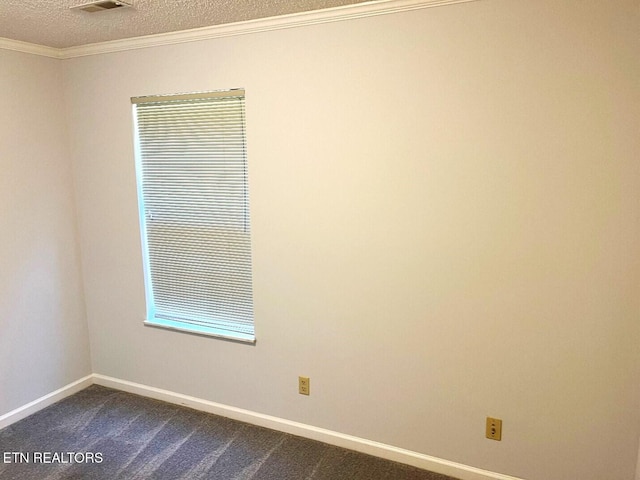 2442 Chastity Way, Knoxville, TN 37909 - empty room featuring dark colored carpet, ornamental molding, baseboards, and a textured ceiling