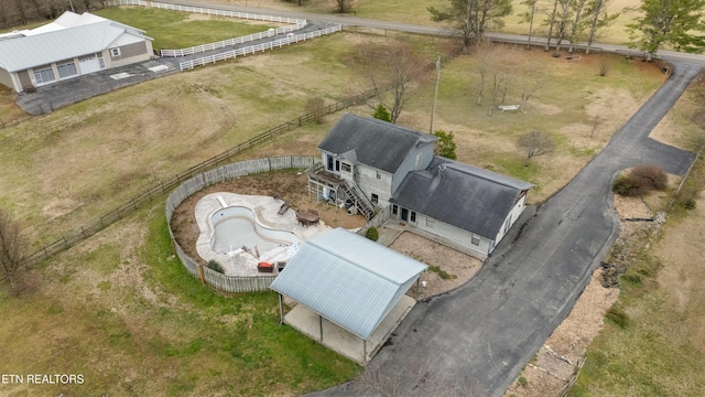 drone / aerial view featuring a rural view