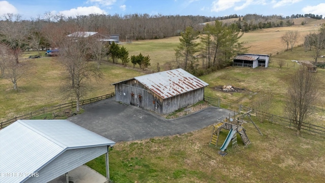 drone / aerial view featuring a rural view