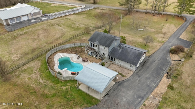 drone / aerial view with a rural view