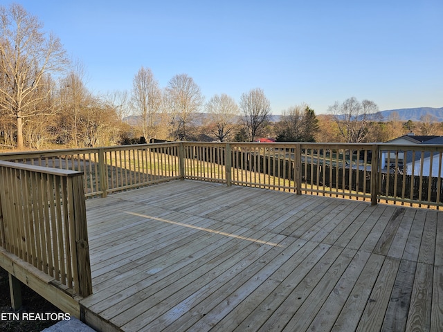 deck with a mountain view