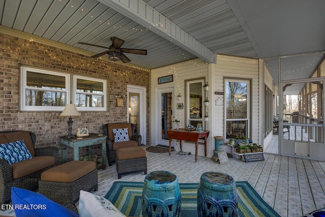 view of patio / terrace with outdoor lounge area and a ceiling fan