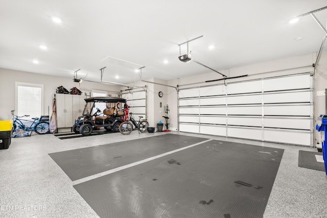 garage with a garage door opener