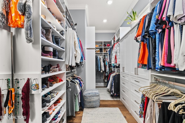 spacious closet featuring light wood-style floors