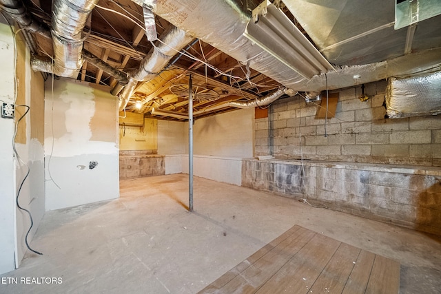 view of unfinished basement