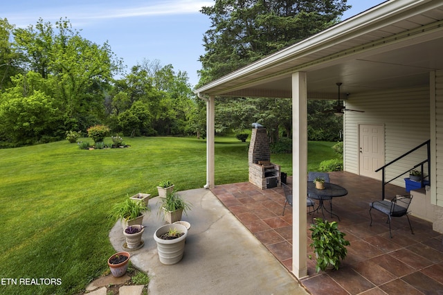 view of patio / terrace featuring a ceiling fan