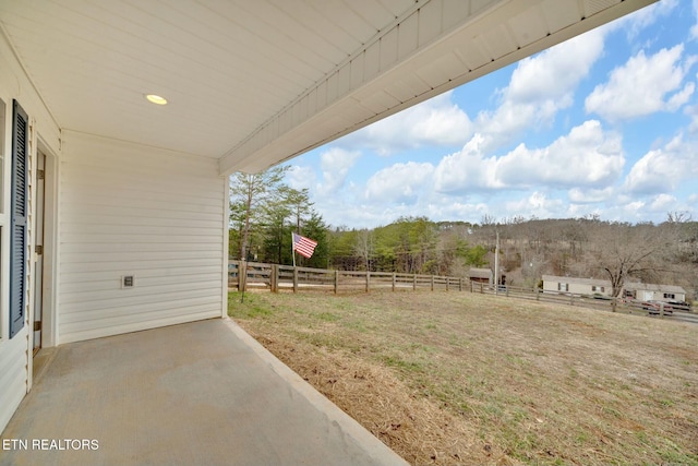 view of yard with a patio area and fence