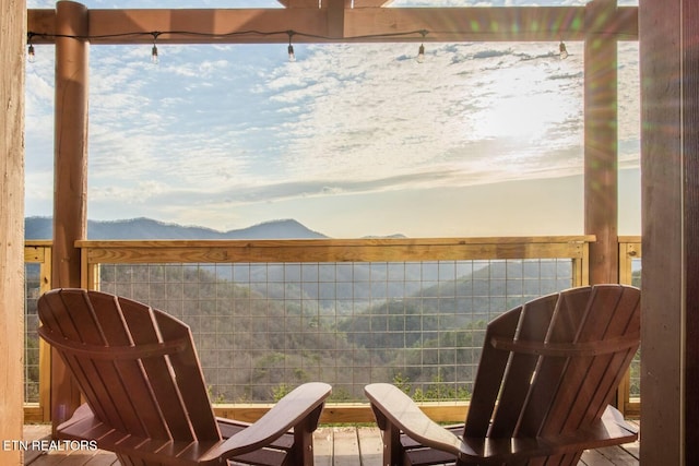 balcony with a mountain view