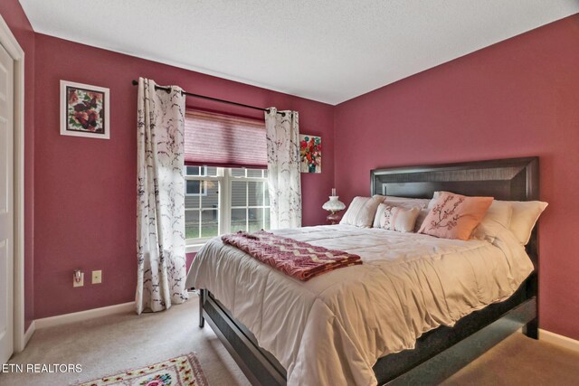 bedroom with baseboards and carpet floors