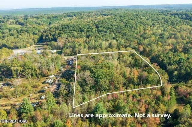 drone / aerial view with a forest view