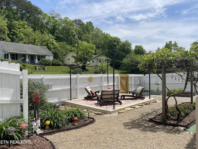 view of yard with a patio and a fenced backyard