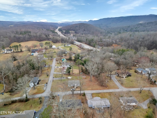 aerial view with a mountain view