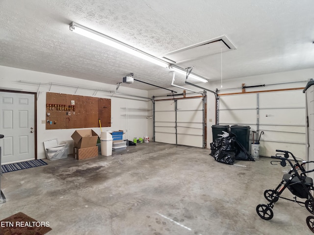 garage with a garage door opener